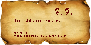 Hirschbein Ferenc névjegykártya